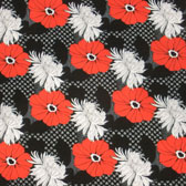 Virágmintás fürdőruha anyag - BLACK/RED